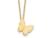 14K Yellow Gold Polished Butterfly Charm Pendant Necklace with Chain (16 inches)